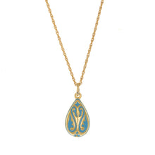 Load image into Gallery viewer, Cilicia - Teardrop Pendant Short Necklace in gold Plate and Turquoise Enamel.

