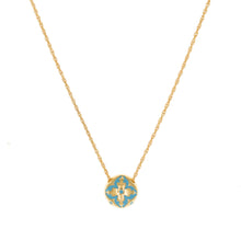 Load image into Gallery viewer, Cilicia - Slider Pendant Necklace in Gold Plate and Turquoise Enamel.
