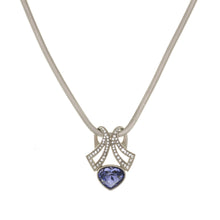 Load image into Gallery viewer, Everlasting Love - Slider Short Necklace  in Bohemian  crystals in diamonds and tanzanite.
