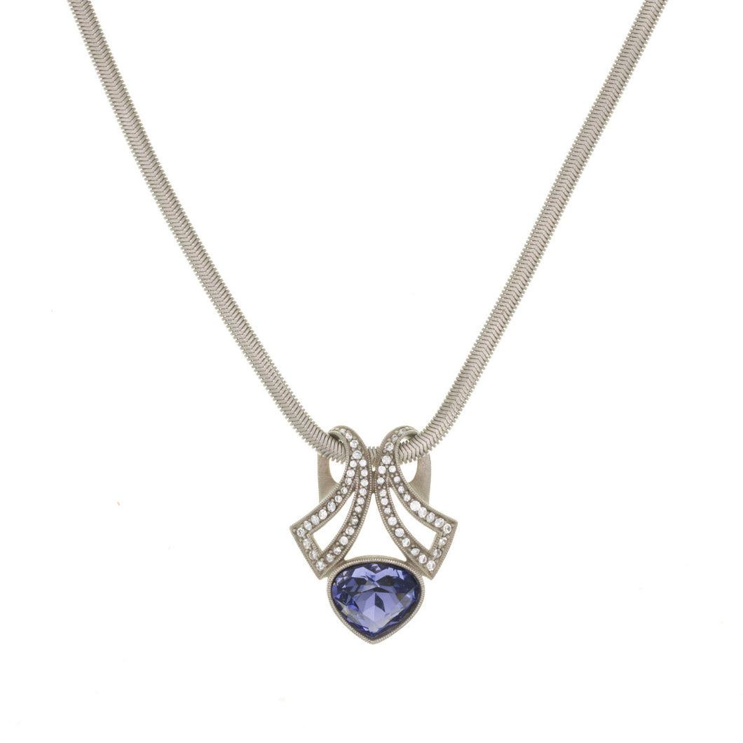 Everlasting Love - Slider Short Necklace  in Bohemian  crystals in diamonds and tanzanite.