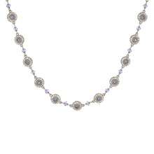 Load image into Gallery viewer, Everlasting Love - Choker Necklace in imitation platinum plating with Bohemian crystals in diamond and tanzanite colors. Adjustable length 13&quot; to 16&quot;.
