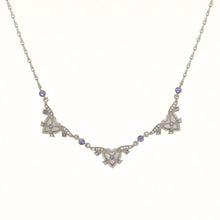 Load image into Gallery viewer, Everlasting Love - Triple Heart Collar Necklace with Bohemian crystals in diamond and tanzanite colors.
