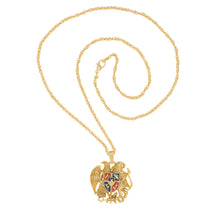 Load image into Gallery viewer, Armenia - Coat of Arms Necklace In Gold Plate and Enamel. Length 24&quot;.
