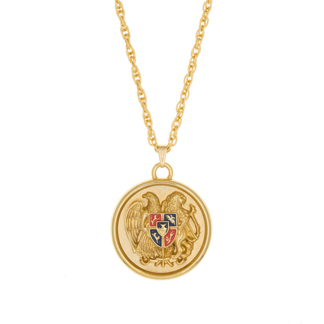 Armenia - Coat of Arms Long Necklace in Gold Plate and Enamel.