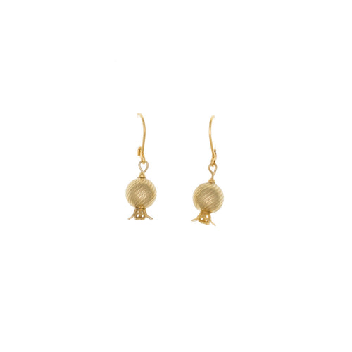 Golden Pomegranates  - Lever Back Drop Earrings, 24K Gold Plate
