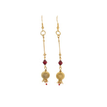 Load image into Gallery viewer, Golden Pomegranates - French Wire  Long Drop  Earrings, 24K Gold Plate
