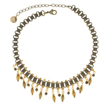 Load image into Gallery viewer, Tamar - Two Tone Multi Drop Collar/ Choker Necklace in Gold and Burnish Bronze Finishes.

