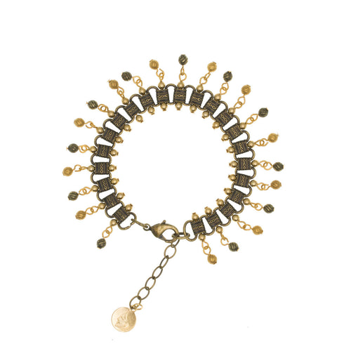 Tamar - Two Tone Multi Drop Bracelet in Antique Gold and Burnish Bronze