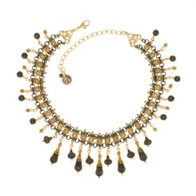 Load image into Gallery viewer, Tamar - Two Tone Multi Drop Choker/Collar Necklace in Antique Gold and Burnished Brass
