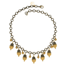 Load image into Gallery viewer, Tamar - Two Tone Multi Drop Short Necklace in Antique Gold and Burnish Bronze

