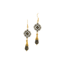Load image into Gallery viewer, Tamar - Two Tone French Wire Drop Earrings in antique Gold and Burnished Bronze
