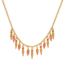 Load image into Gallery viewer, Urartu - Muti Drop Short Necklace in 24K Gold Plate and Natural Corals in Salmon Pink
