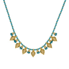 Load image into Gallery viewer, Urartu - Gold and Turquoise Beaded Collar Necklace. Made in the USA
