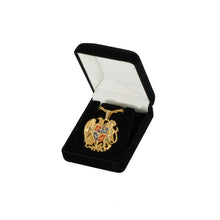 Load image into Gallery viewer, Armenia - Coat of Arms Necklace Gold Plated and Hand Enameled. Length 24&quot;.
