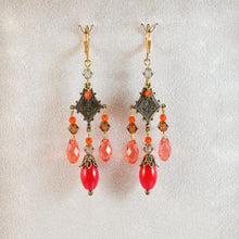 Load image into Gallery viewer, All That Jazz - Art Deco Multi Drop Earrings in Red Shades
