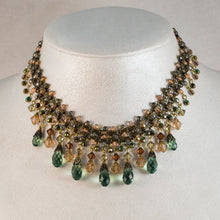 Load image into Gallery viewer, All That Jazz - Crystal Multi Drop Collar Necklace in Erinite, Champagne and Topaz
