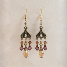 Load image into Gallery viewer, All That Jazz - Art Deco Crystal chandelier Earrings in Chamagne, Amethyst and Topaz

