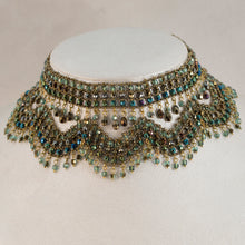 Load image into Gallery viewer, All That Jazz -  Beaded Handmade Statement Choker Necklace in Peacock Greens
